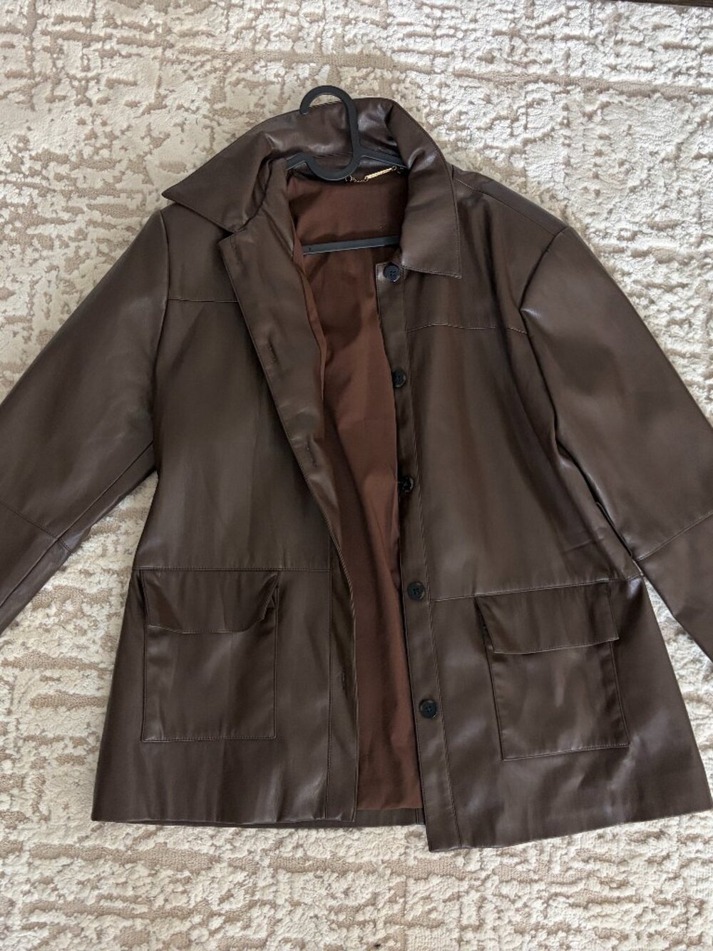 Elie Tahari Brown faux Leather Jacket